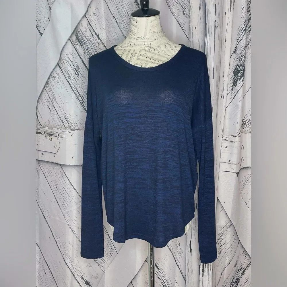 Rag & Bone Black/Blue Dolman Sleeve High Low Sweater M